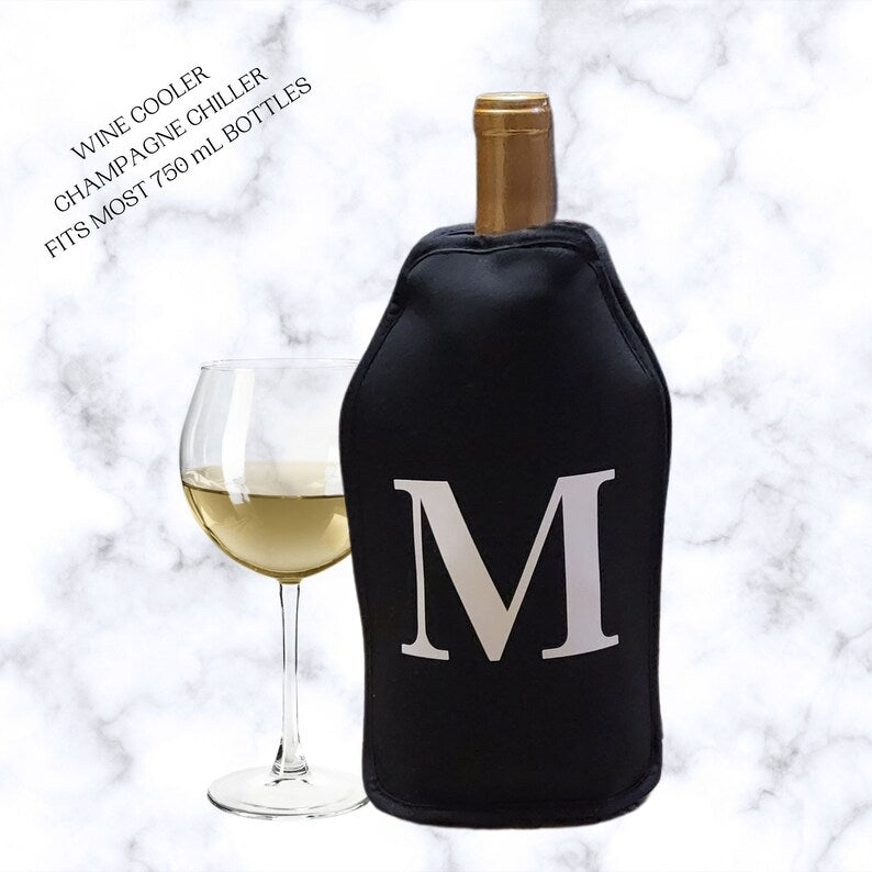 VWA Monogram Wine and Champagne Cooler Sleeve, Premium Neoprene Insulated Sleeve for Perfectly Chilled Beverages