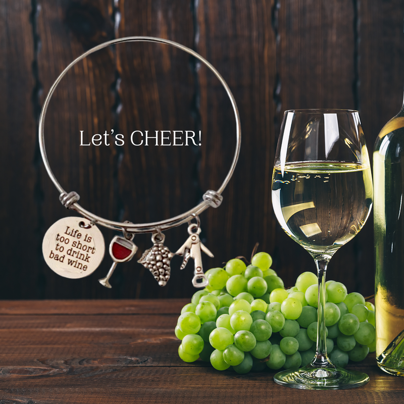 VWA Wine Charm Bracelet LIFE IS TO SHORT TO DRINK BAD WINE, Wine Lovers Gifts
