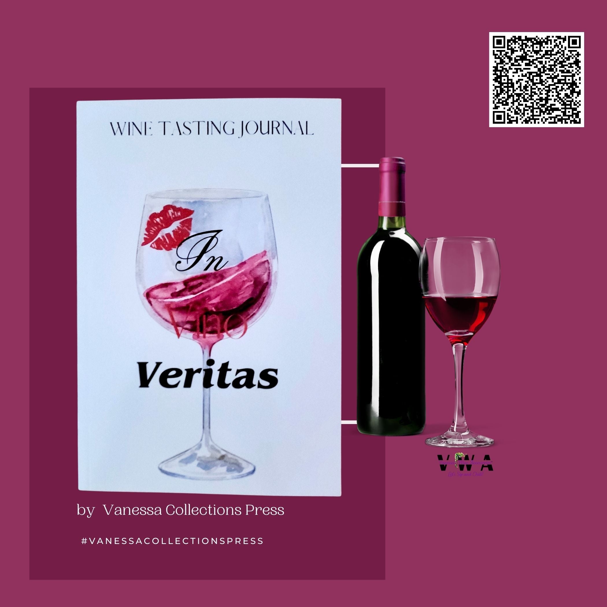 NEW!  VWA Wine Tasting Journal-In Vino Veritas-ADD A Personalized Photo, Softcover Notebook for Wine Enthusiasts | Portable, Record, Rate, and Remember Your Favorite Wines