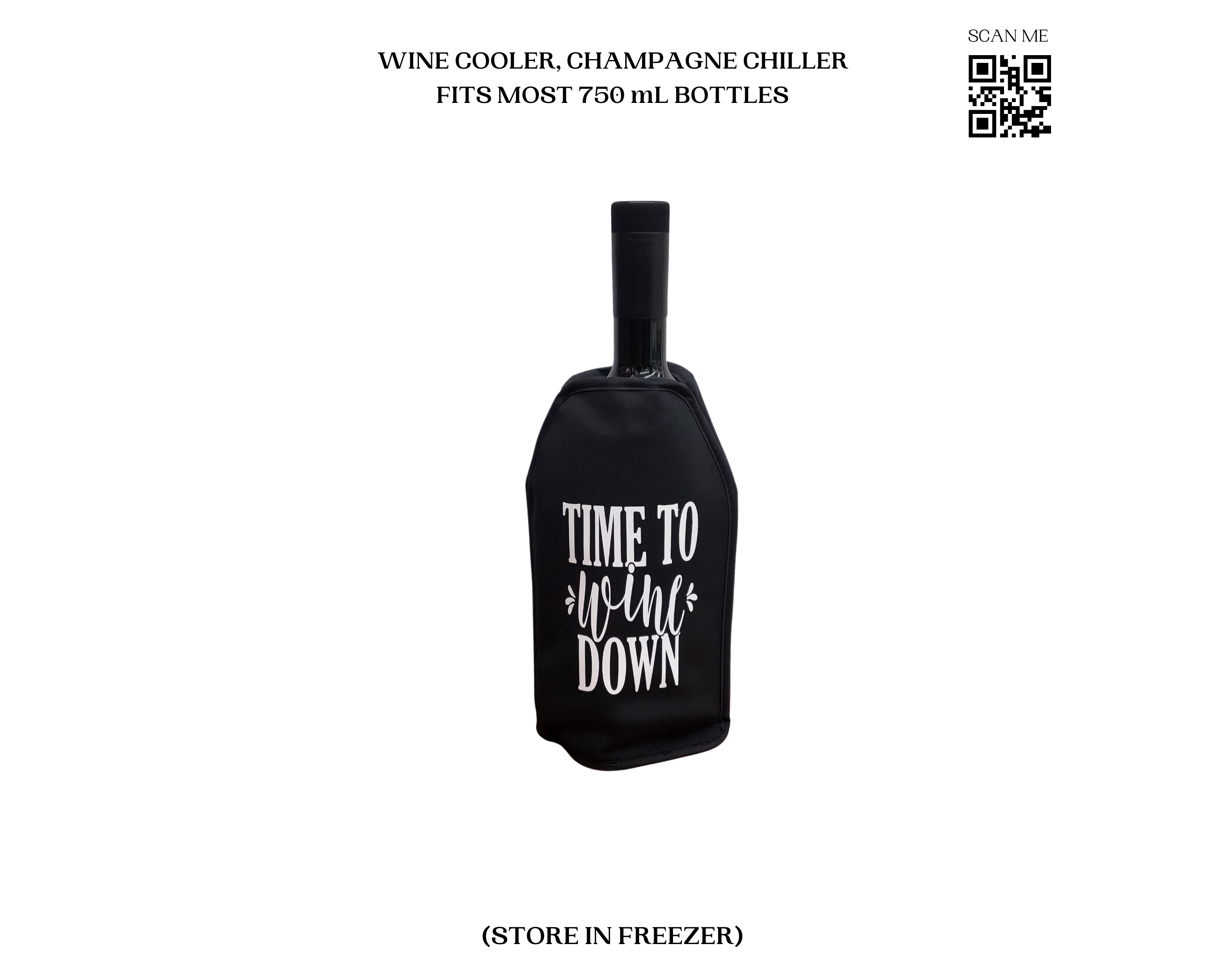 VWA Wine Cooler Sleeve – TIME TO WINE DOWN | Premium Neoprene Insulated Sleeve for Perfectly Chilled Bottles