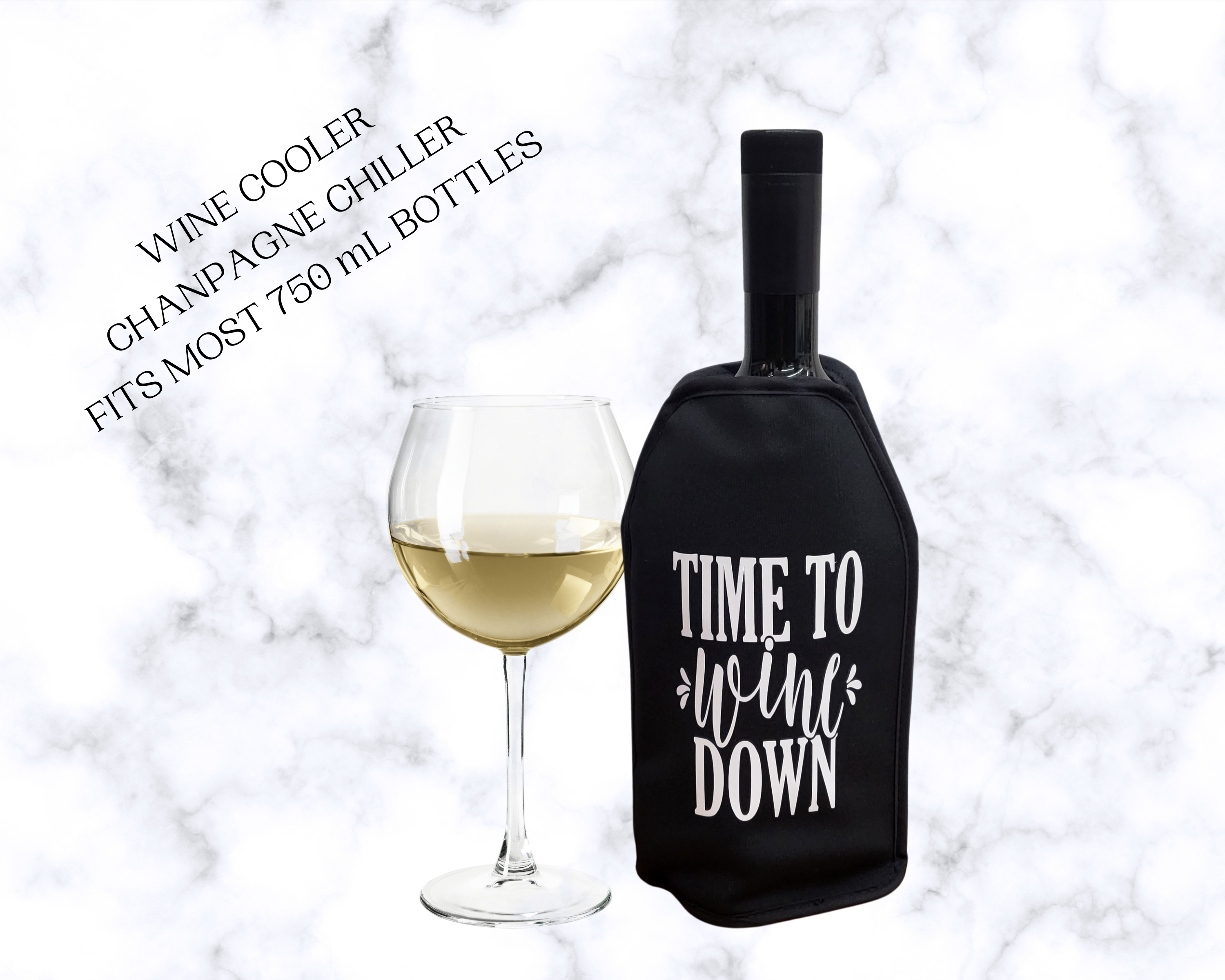 VWA Wine Cooler Sleeve – TIME TO WINE DOWN | Premium Neoprene Insulated Sleeve for Perfectly Chilled Bottles