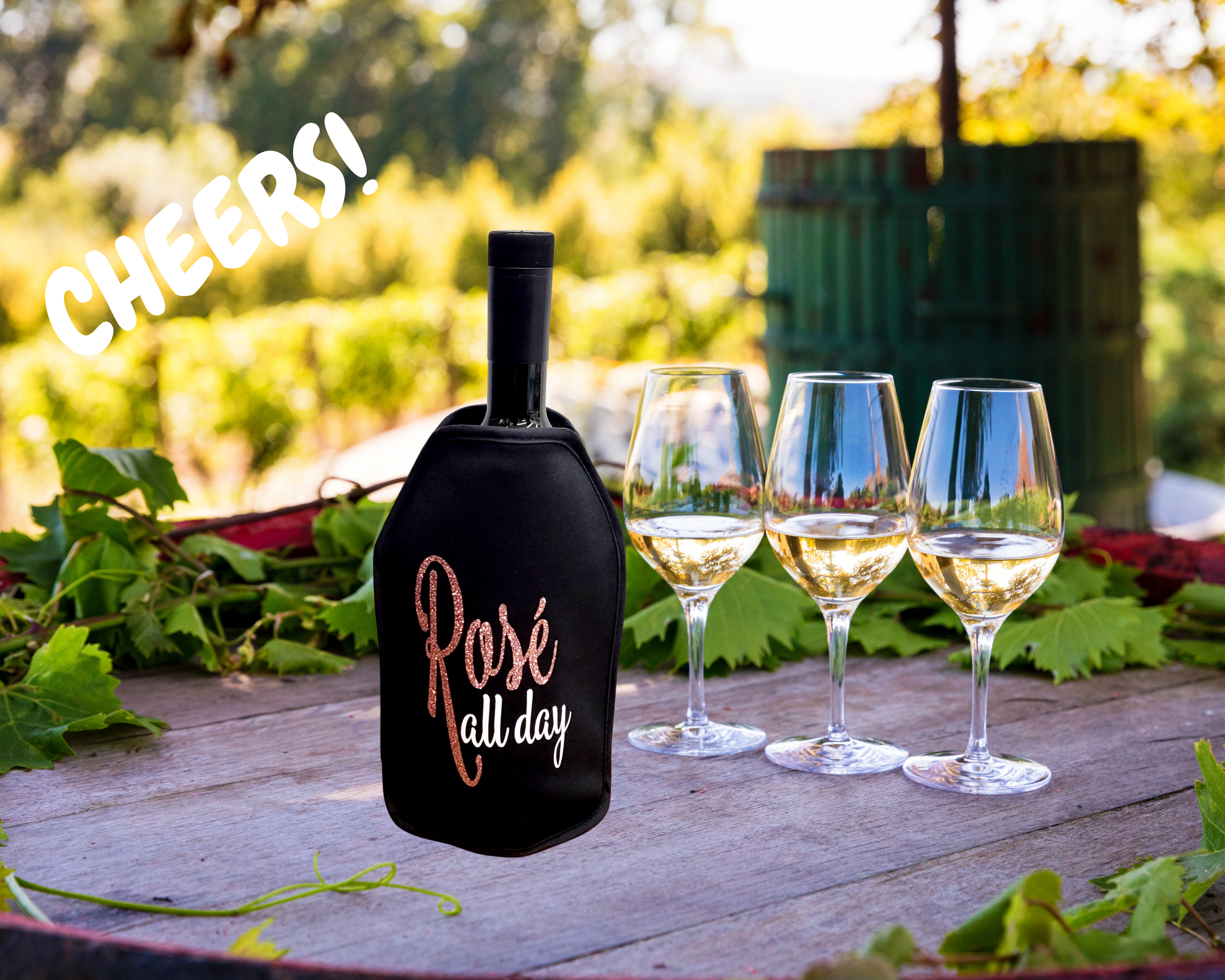 VWA Wine and Champagne Cooler Sleeve – ROSÉ ALL DAY | Premium Neoprene Insulated Sleeve for Perfectly Chilled Beverages