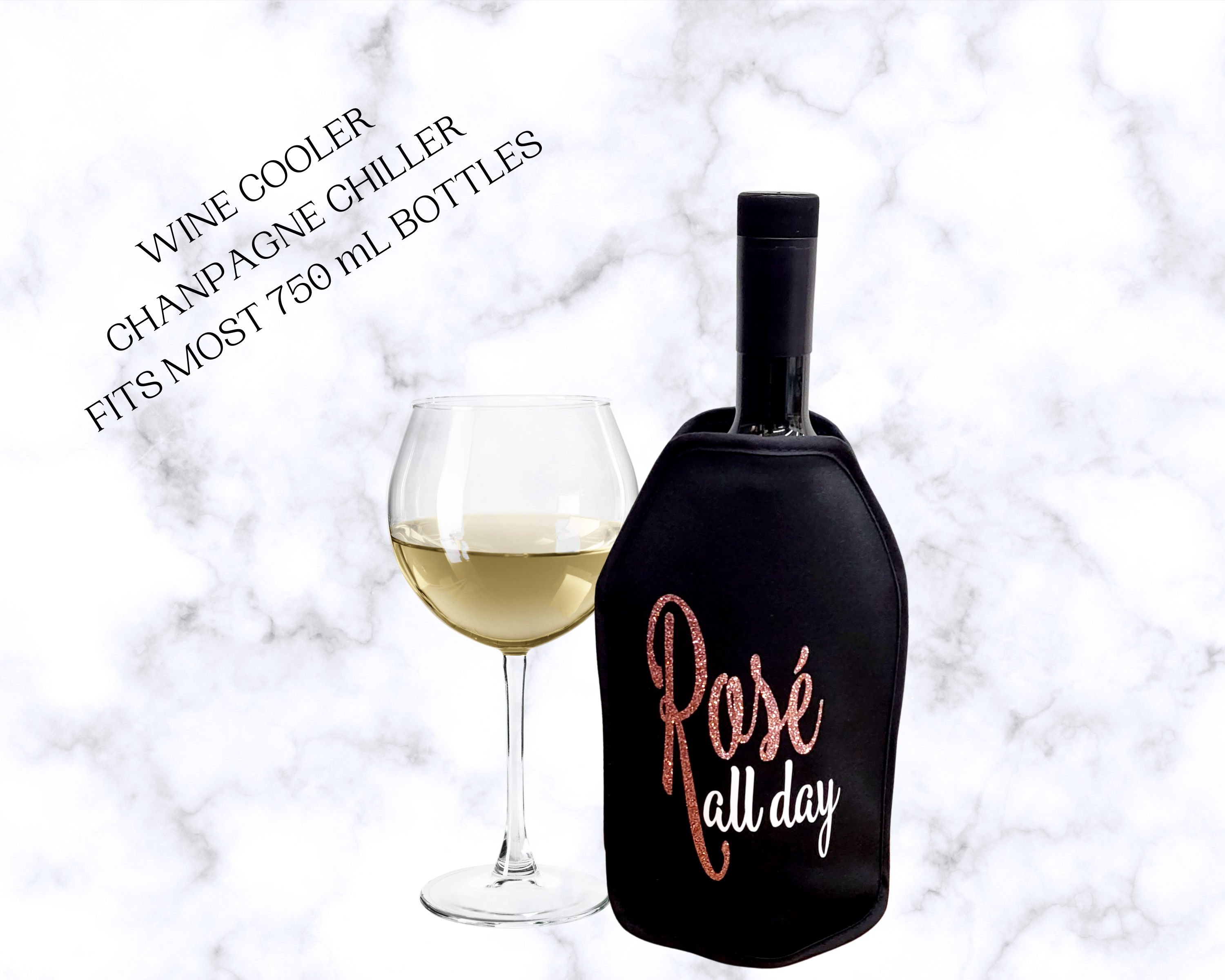 VWA Wine and Champagne Cooler Sleeve – ROSÉ ALL DAY | Premium Neoprene Insulated Sleeve for Perfectly Chilled Beverages