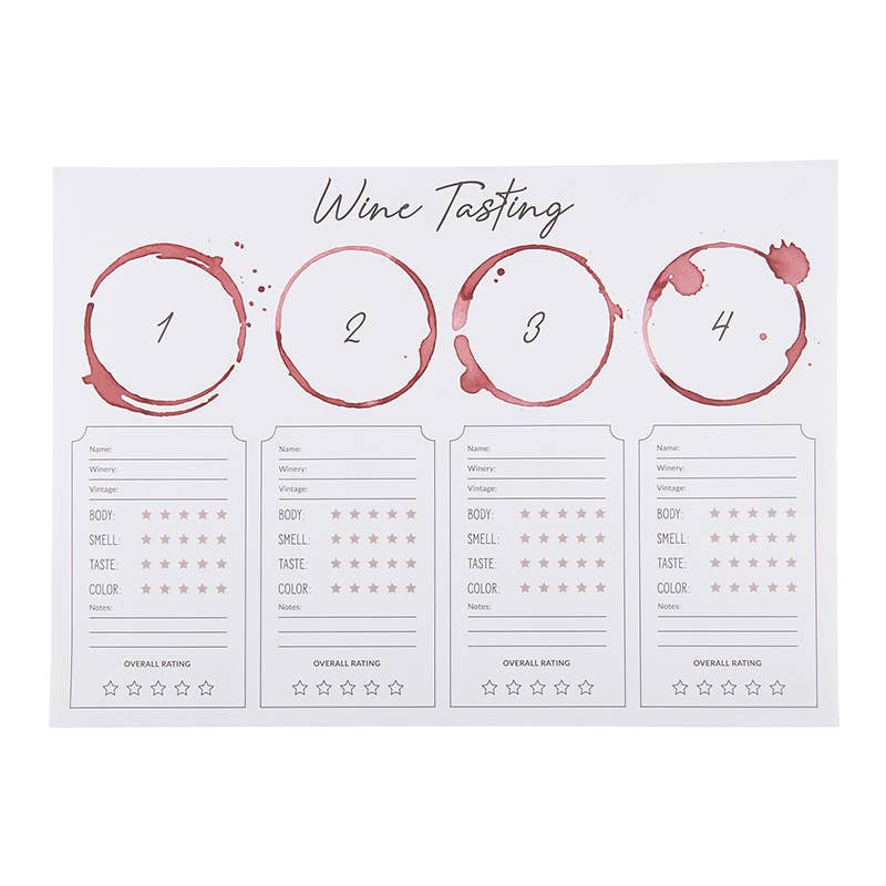 Wine Tasting Placemat – At-Home Wine Flight Tasting Sheet