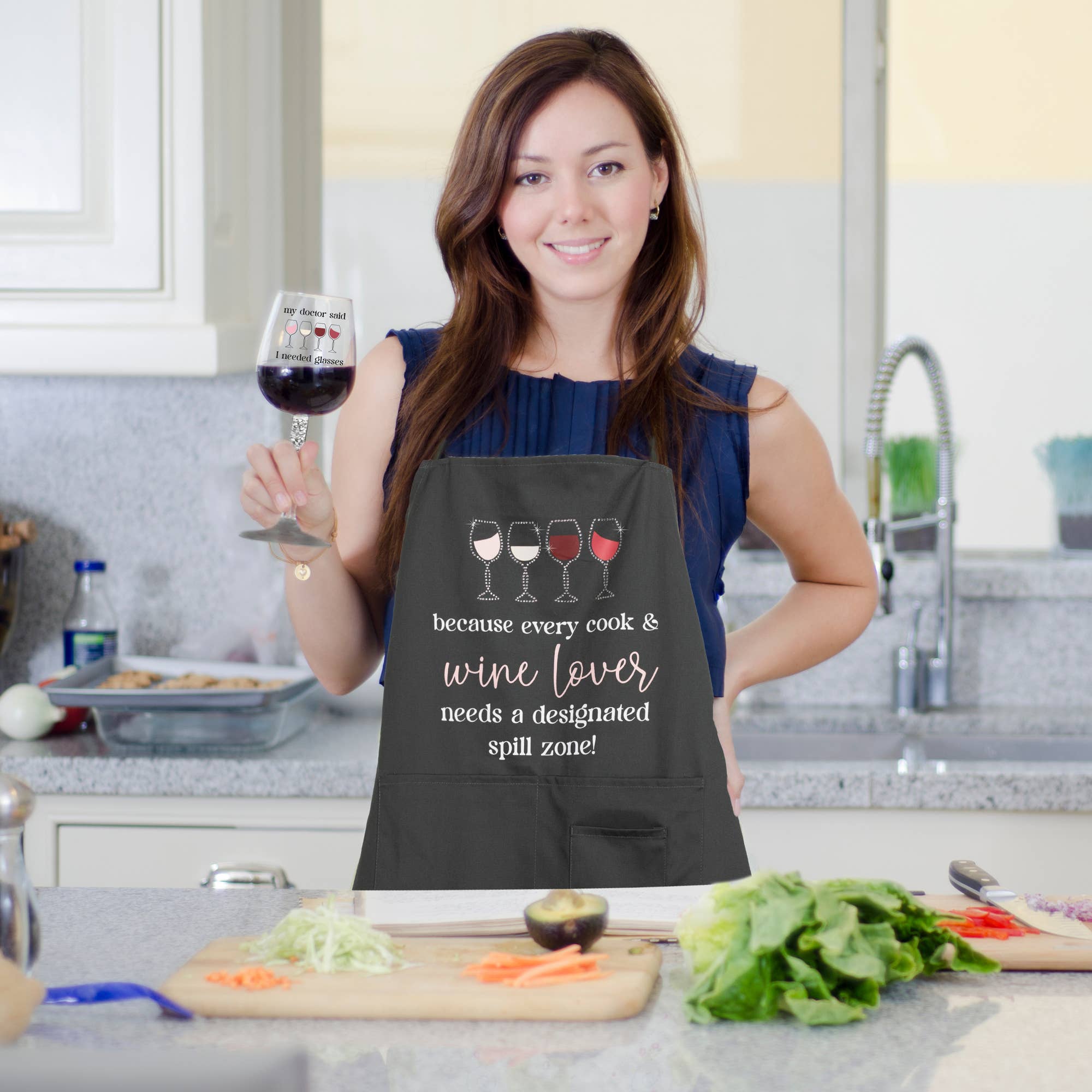 Cook & Wine Lover 100% Cotton Adjustable Apron – Wine Lover Kitchen Gift