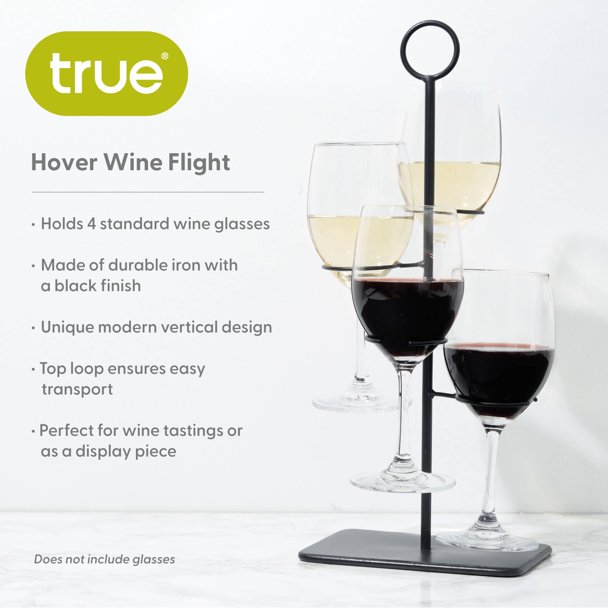 4-Glass Vertical Wine Flight Stand | Wine Tasting Gift for Entertainers