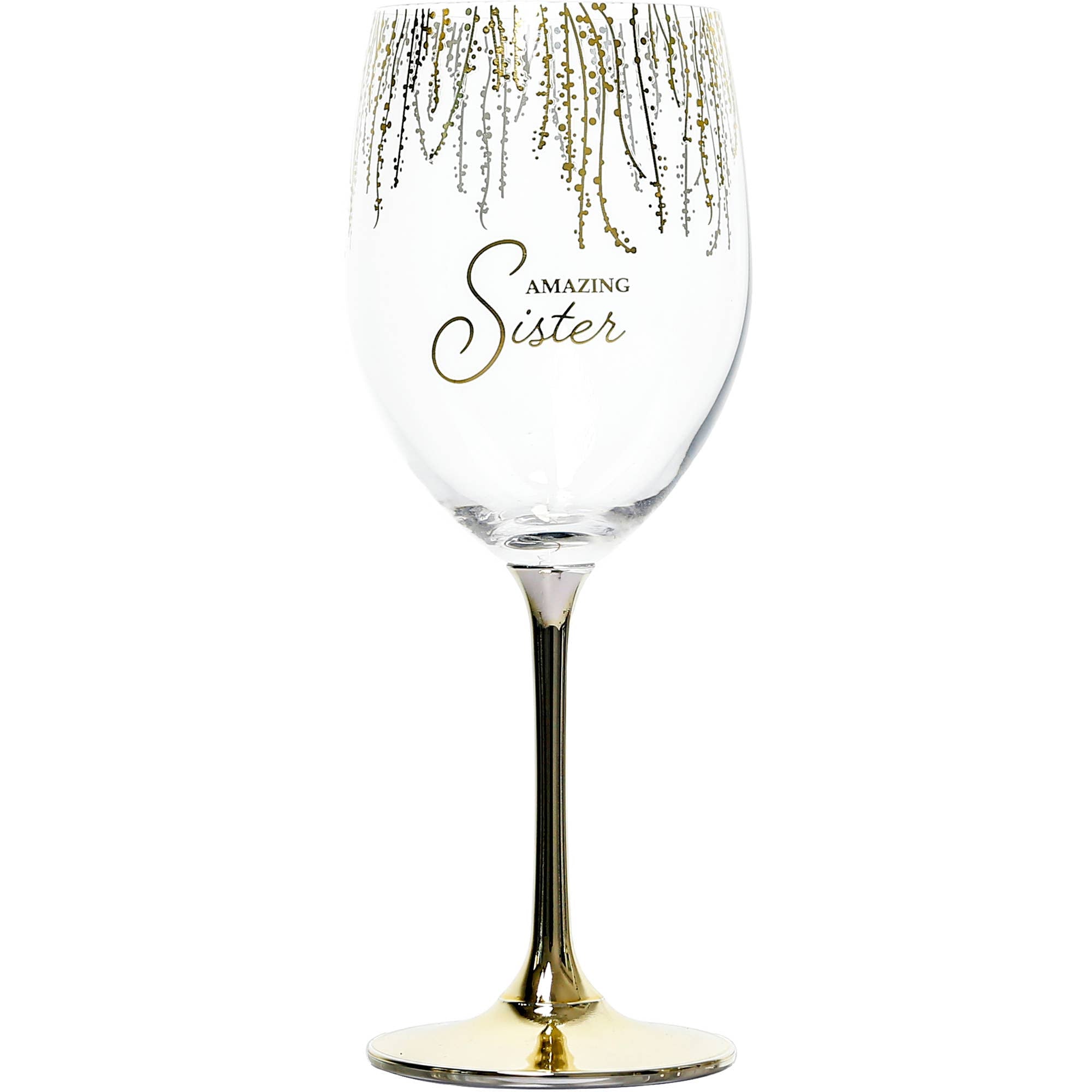 Amazing Sister 19 oz Crystal Wine Glass – Gold Stem Gift Boxed