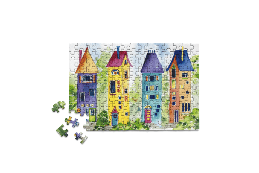 Gnome Homes | 150-Piece Micro Jigsaw Puzzle for Gnome & Fantasy Lovers