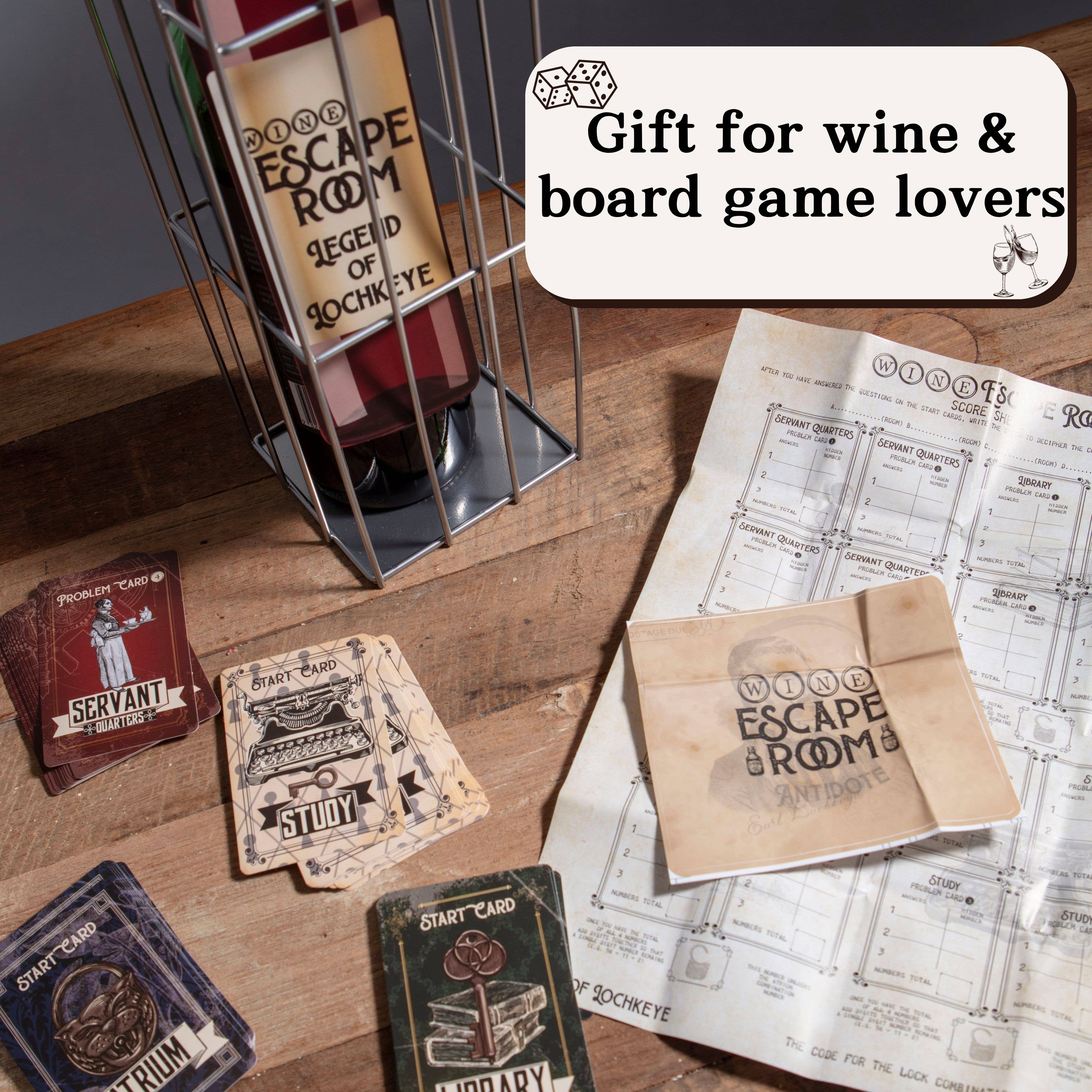 Wine Escape Room Puzzle Game – Lockable Wine Gift with Padlock | Adult Party Game