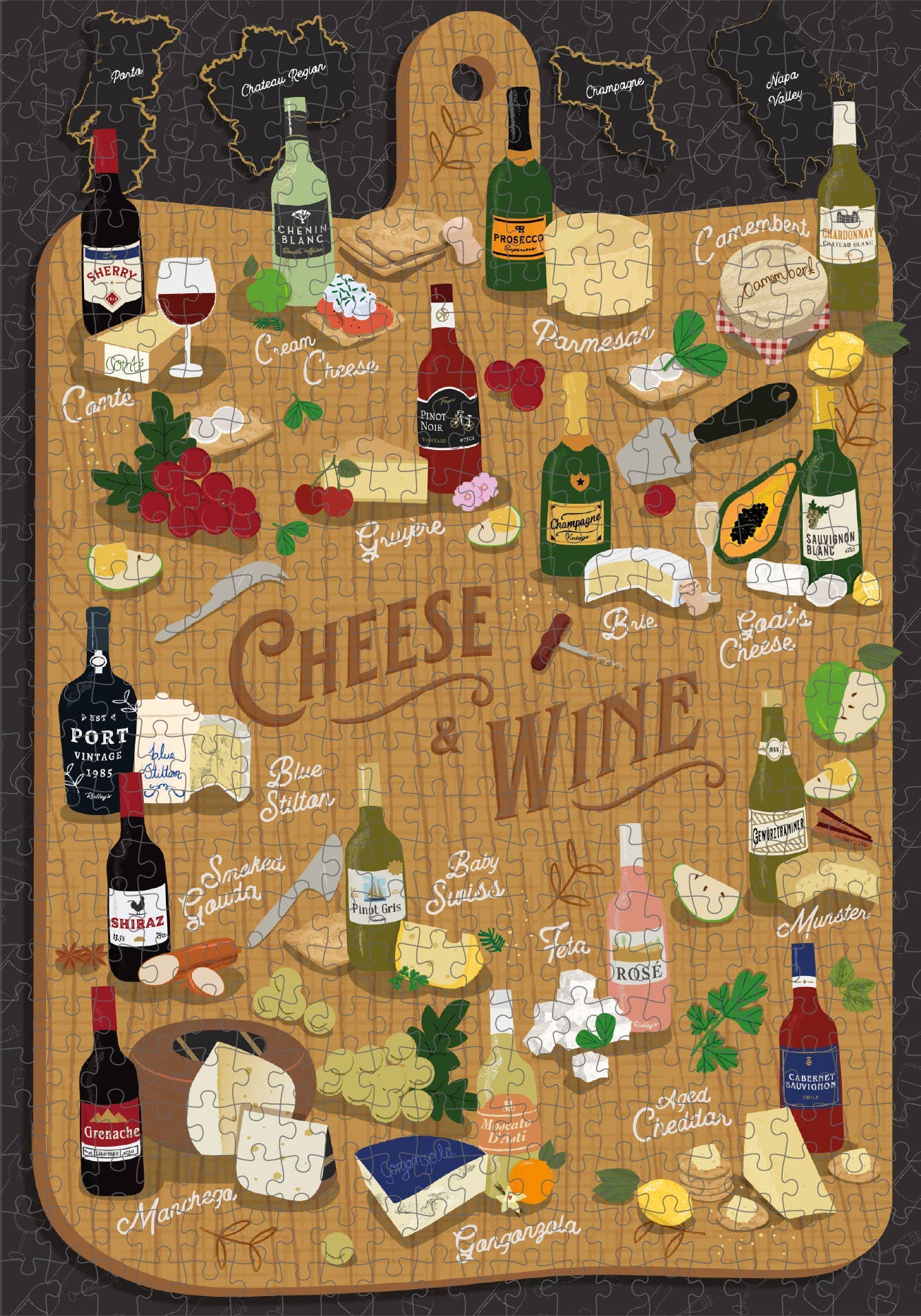 Cheese + Wine | 500-Piece Wine and Cheese Pairing Jigsaw Puzzle