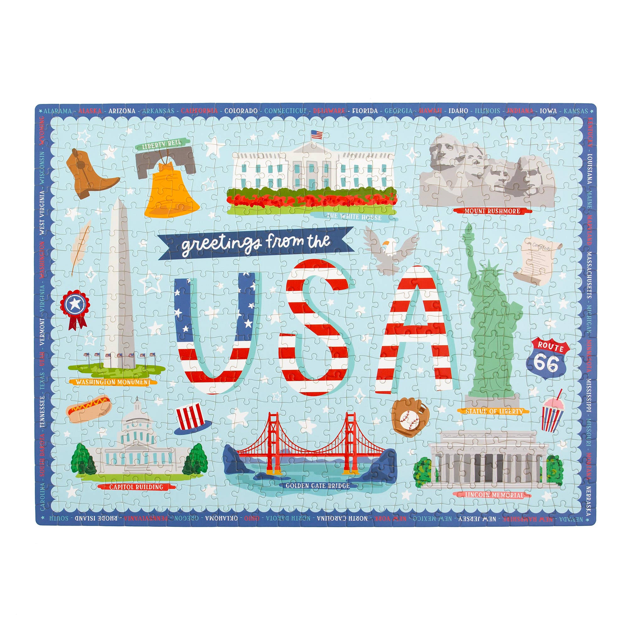 Greetings from the USA | 500-Piece American Landmarks Jigsaw Puzzle