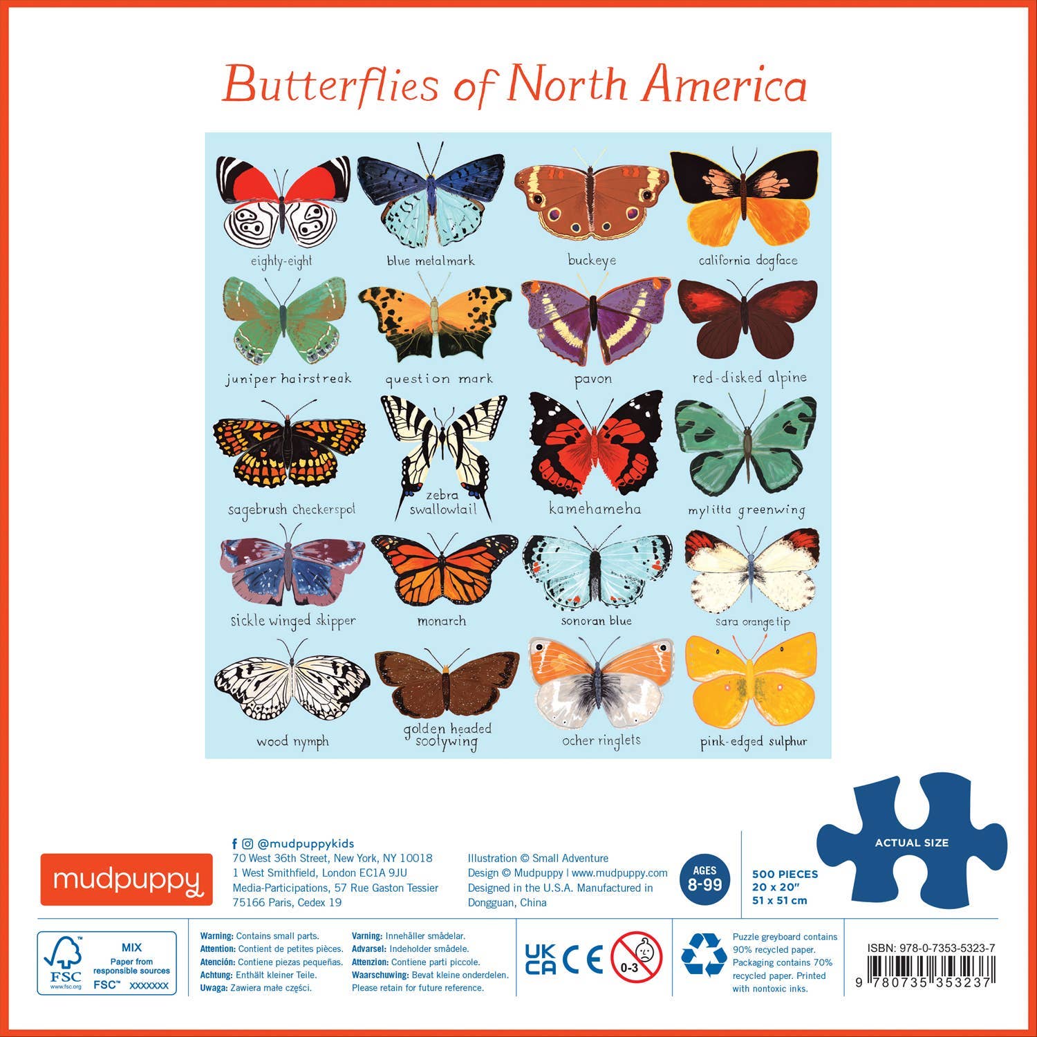 Butterflies of North America | 500-Piece Family Jigsaw Puzzle