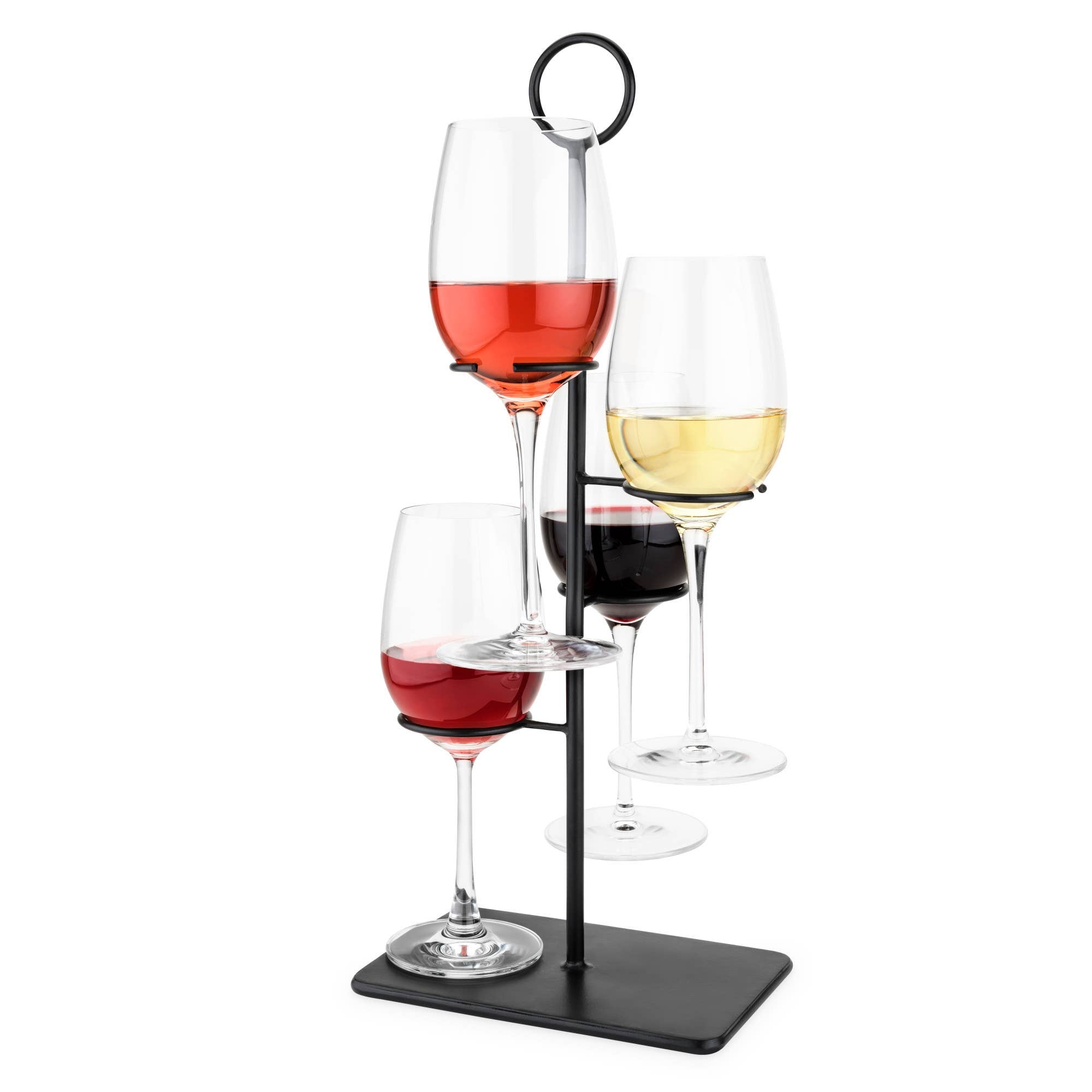 4-Glass Vertical Wine Flight Stand | Wine Tasting Gift for Entertainers