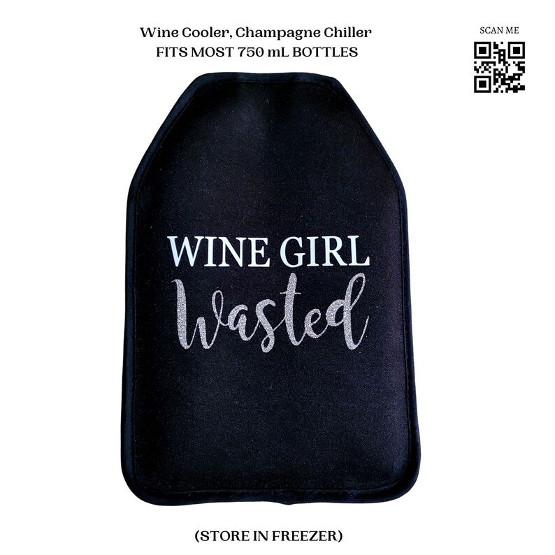 VWA Wine Cooler Sleeve – WINE GIRL WASTED, Premium Neoprene Insulated Sleeve for Perfectly Chilled Beverages
