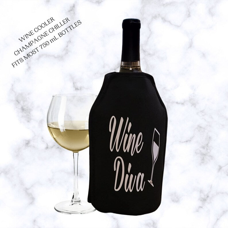 VWA Wine and Champagne Cooler Sleeve – WINE DIVA, Premium Neoprene Insulated Sleeve for Perfectly Chilled Beverages