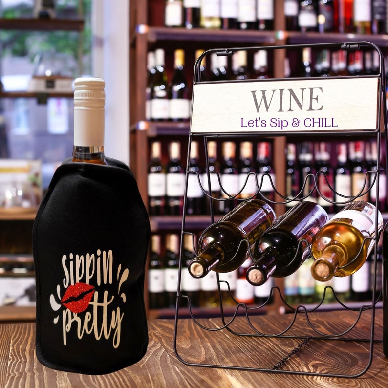 VWA Wine and Champagne Cooler Sleeve – SIPPIN' PRETTY, Premium Neoprene Insulated Sleeve for Perfectly Chilled Beverages