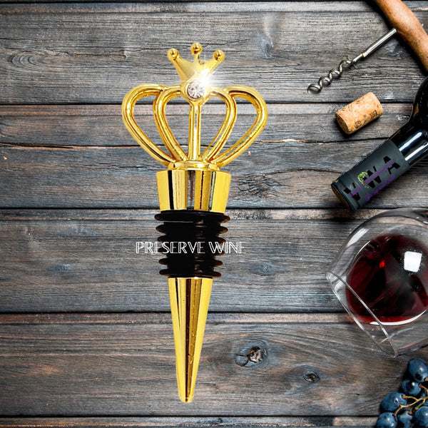 VWA-Gold Rhinestone Crown Wine Bottle Stopper