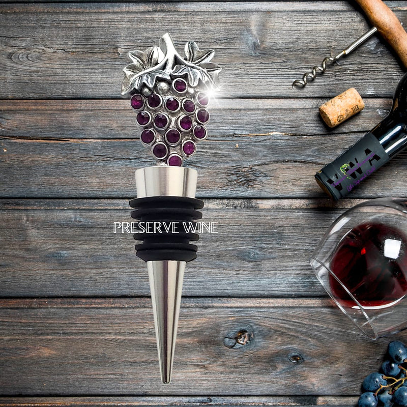 VWA-Rhinestone Purple Grapes Wine Bottle Stopper