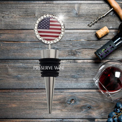 VWA-Rhinestone American Flag Wine Bottle Stopper