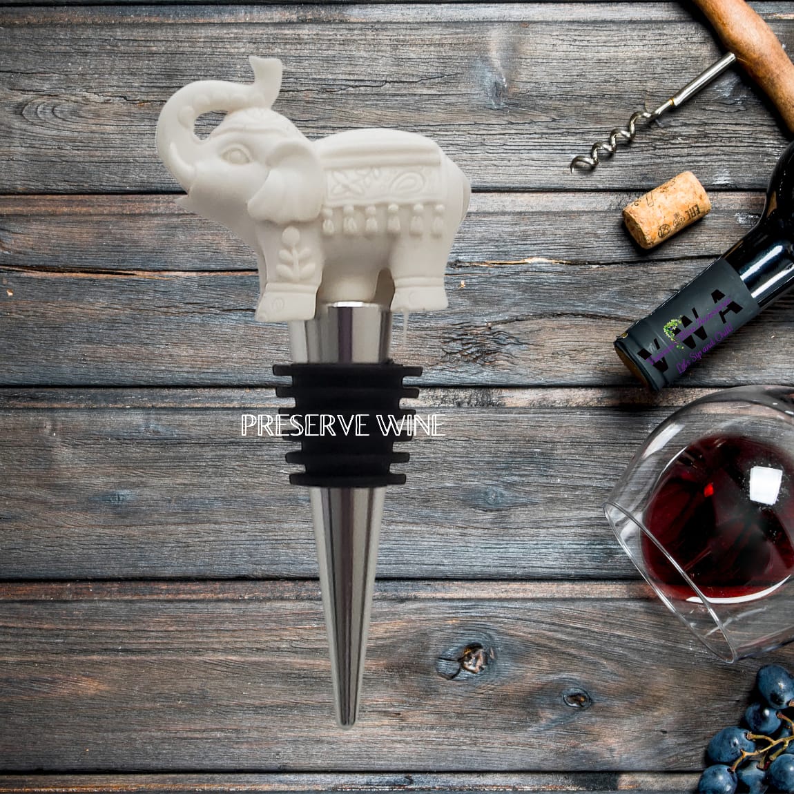 VWA-White Elephant Bottle Stopper