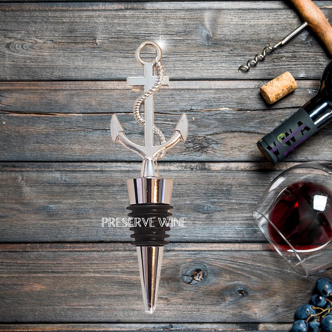 VWA-Silver Anchor Wine Bottle Stopper