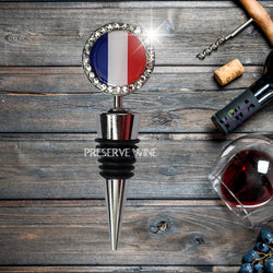 VWA-Rhinestone France Flag Wine Bottle Stopper