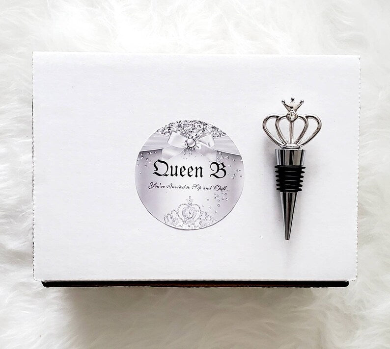 VWA Rhinestone Wine Tumbler Gift Set-QUEEN B-Silver, Teal, Pink and Purple