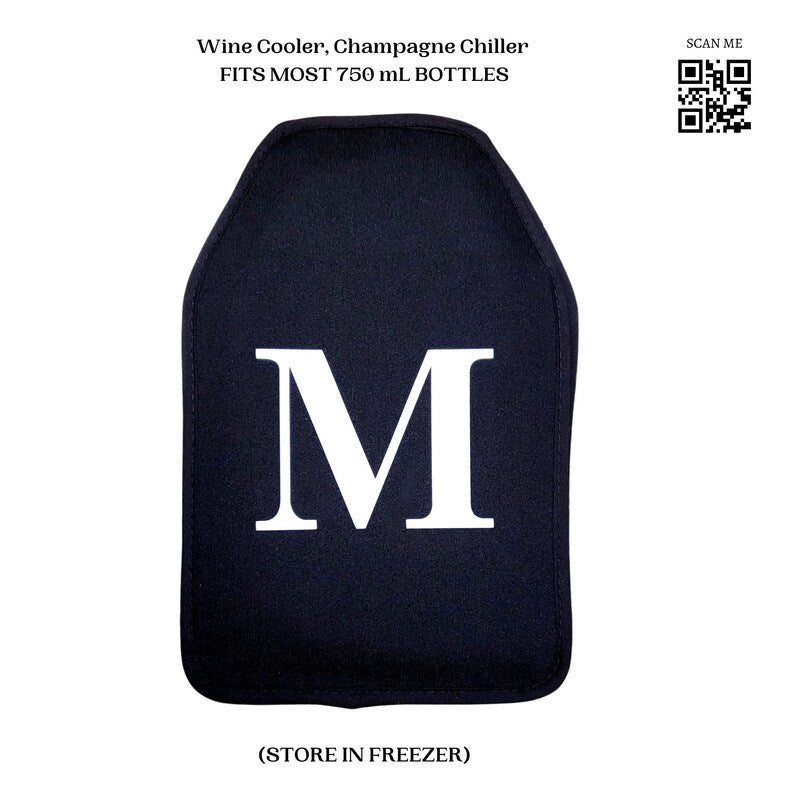 VWA Monogram Wine and Champagne Cooler Sleeve, Premium Neoprene Insulated Sleeve for Perfectly Chilled Beverages