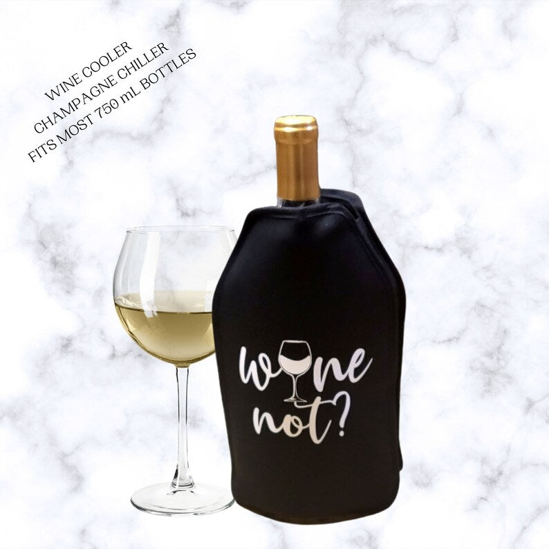 VWA Wine and Champagne Cooler Sleeve – WINE NOT?, Premium Neoprene Insulated Sleeve for Perfectly Chilled Beverages