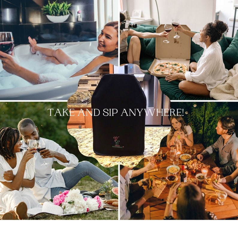 VWA Glitter Wine & Champagne Cooler Sleeve – SIPPIN’ PRETTY | Premium Neoprene Insulated Sleeve