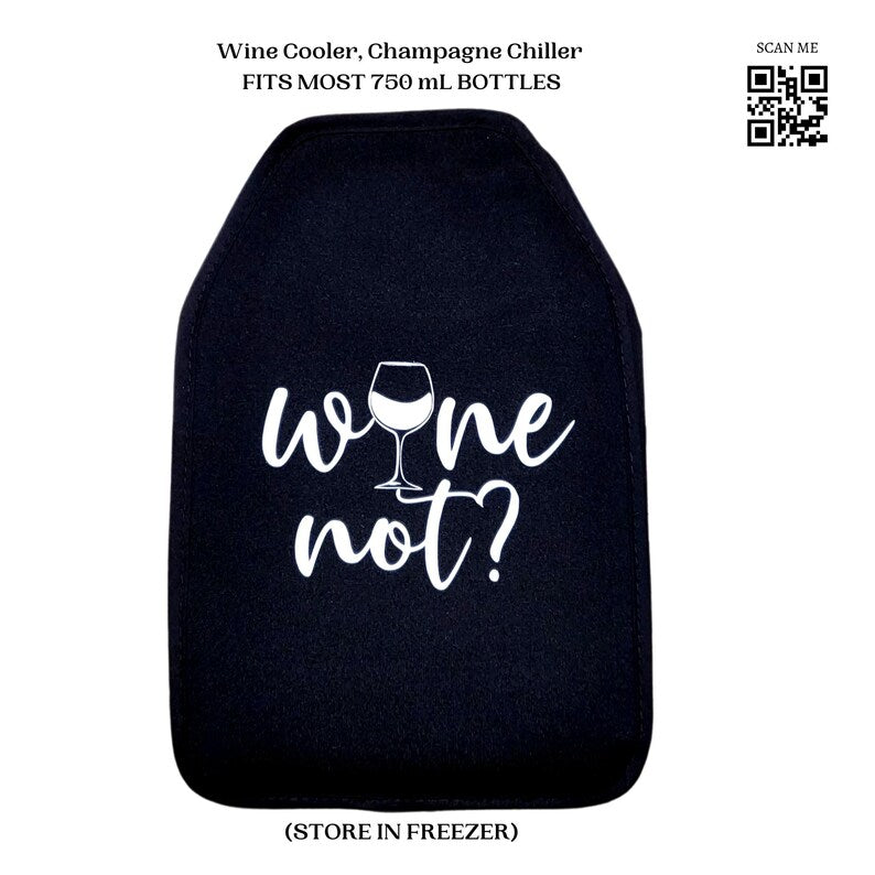 VWA Wine and Champagne Cooler Sleeve – WINE NOT?, Premium Neoprene Insulated Sleeve for Perfectly Chilled Beverages