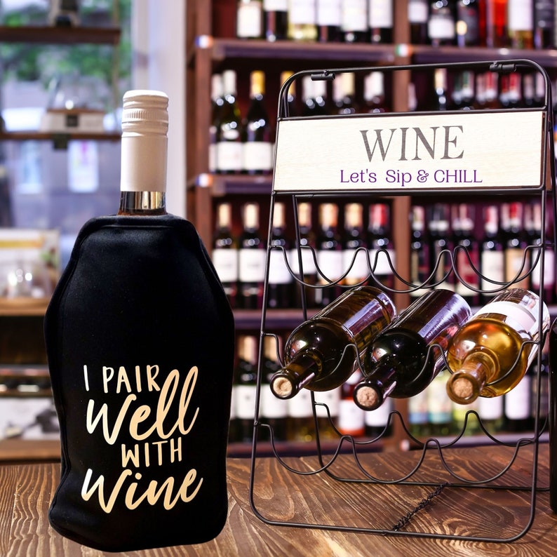 VWA Wine Cooler Sleeve – I PAIR WELL WITH WINE | Premium Insulated Neoprene Bottle Chiller