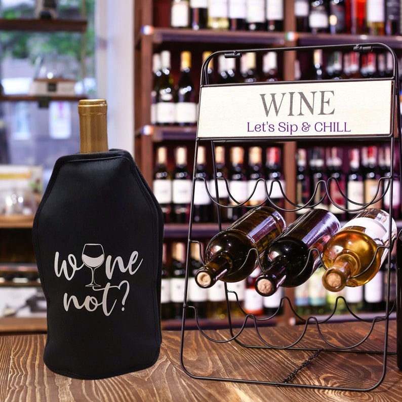VWA Wine and Champagne Cooler Sleeve – WINE NOT?, Premium Neoprene Insulated Sleeve for Perfectly Chilled Beverages