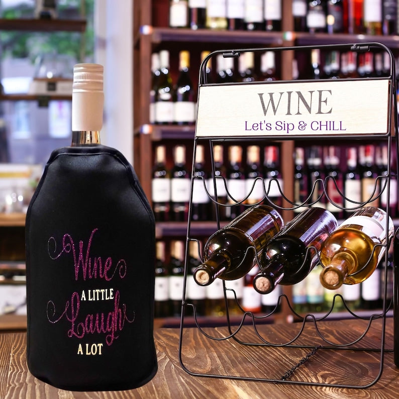 VWA Wine and Champagne Cooler Sleeve-WINE A LITTLE LAUGH A LOT