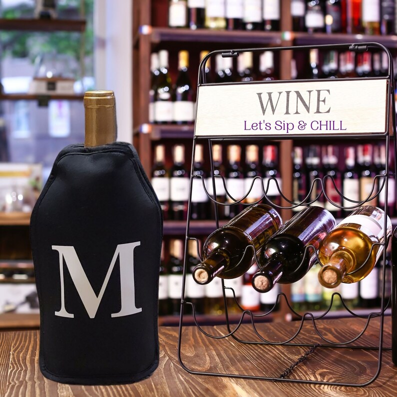 VWA Monogram Wine and Champagne Cooler Sleeve – Premium Neoprene Insulated Sleeve for Perfectly Chilled Beverages