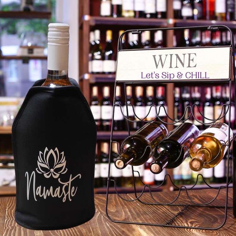 VWA Rhinestone Wine and Champagne Cooler Sleeve-NAMASTE